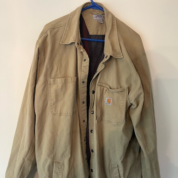 Tan Heavyweight Carhartt Work Jacket. Great Condition. 2xl Tall. - Picture 1 of 2